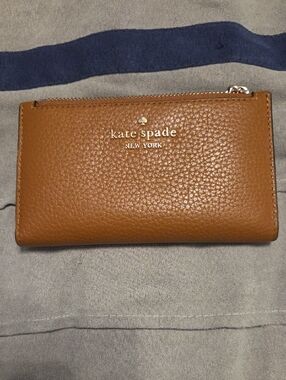 kate spade Brown Pebbled Leather Zip Wallet